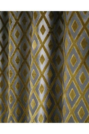 Gold Next Collection Luxe Heavyweight Diamond Geometric Eyelet Lined Curtains - Image 2 of 5