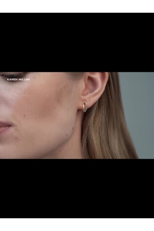 Karen Millen Gold Tone Oval Pave Chain Stud Earrings - Image 2 of 6 Karen Millen Gold Tone Oval Pave Chain Stud Earrings - Image 2 of 6