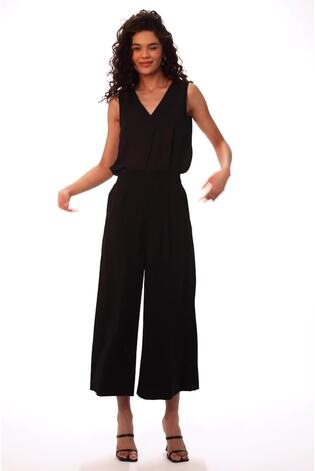 Roman Black Wide Leg Stretch Culottes - Image 2 of 5