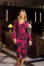 Sosandar Pink Floral Print Ruched Front Mesh Dress - Image 2 of 6