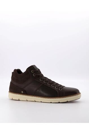 Dune London Brown Southern Perf Detail High Top Trainers - Image 2 of 6