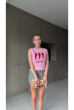 وردي زاه - Chilli Pepper Graphic Print Crew Neck Knitted Tank - صورة 2 من 8