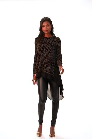 Roman Metallic Print Chiffon Hem Stretch Top - Image 2 of 6