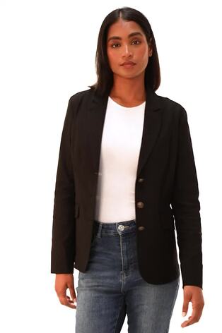 Roman Black Stretch Button Detail Blazer - Image 2 of 6