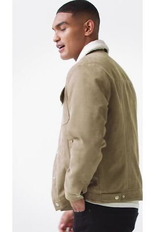Mens suede borg jacket top