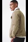 Stone Faux Suede Borg Collared Trucker Jacket - Image 2 of 9
