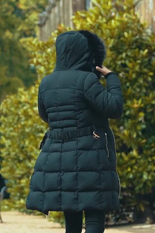 Sosandar Black Quilted Longline Coat - Image 2 of 6