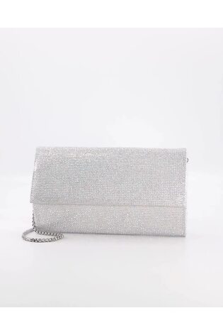 Dune London Silver Esmes Structured Foldover Clutch Bag