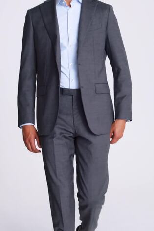 MOSS Grey Tailored Fit Twill Suit Jacket - Image 2 of 7