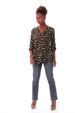Roman Black Spot Print V-Neck Stretch Blouse - Image 2 of 6