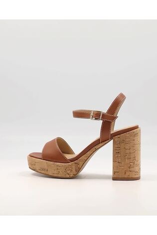 Dune London Brown Platform Block Heel Jodi Sandals - Image 2 of 7
