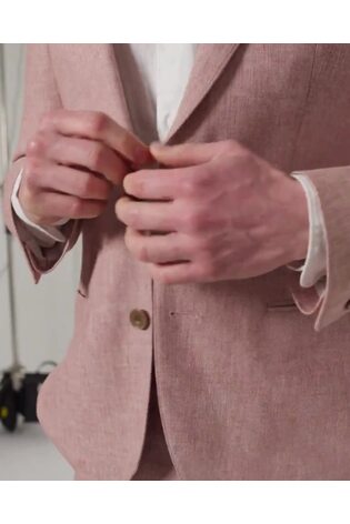 Harry Brown Pink Giacomo Slim Fit Cotton Linen Suit Jacket - Image 2 of 12