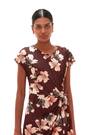 Roman Brown Floral Twist Stretch Dress - Image 2 of 6