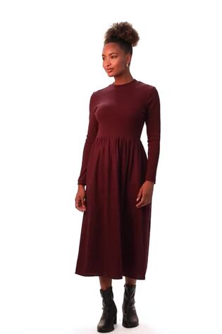 Roman Red Cotton Stretch Jersey Mix Midi Dress - Image 2 of 6