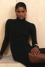 Wool Jersey Ruched Midi Dress in Brown - Image 2 of 8