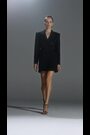 Wool Double Breasted Blazer Dress in Black - Image 2 of 7