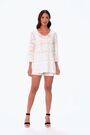 Roman White Crochet V-Neck 3/4 Sleeve 100% Cotton Tunic Top - Image 2 of 6
