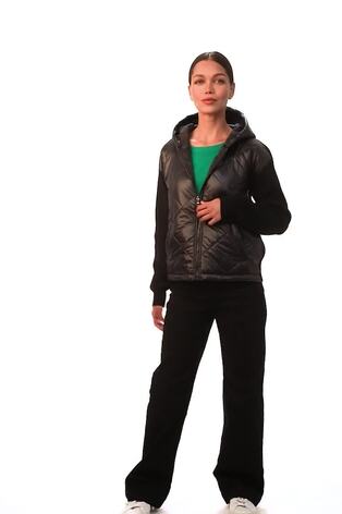 Roman Black Diamond Quilted Hooded Mix Jacket - Image 2 of 6