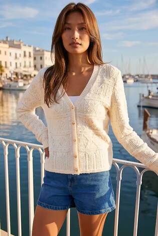 Roman White Pointelle Cardigan - Image 2 of 5