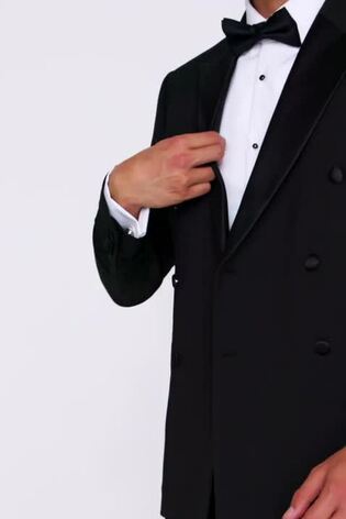 MOSS Black Slim Fit Tuxedo Suit Jacket - Image 2 of 6