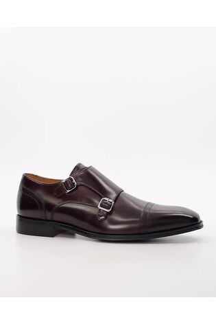 Dune London Brown Saloon Laser Toe Cap Monk Shoes - Image 2 of 6 Dune London Brown Saloon Laser Toe Cap Monk Shoes - Image 2 of 6