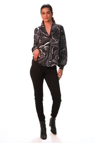 Roman Grey Marble Foil V-Neck Top - Image 1 of 1