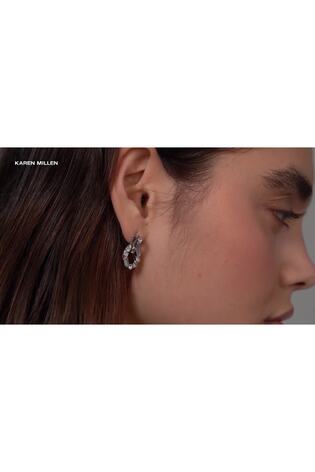 Karen Millen Silver Tone Crystal Chain Link Drop Earrings - Image 2 of 6