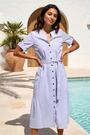 Roman Blue Stripe Tie Waist Midi Dress - Image 2 of 6