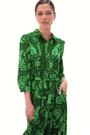 Roman Green Floral Leaf Print Midi Shirt Dress - Image 2 of 6