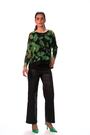 Roman Green Floral Mesh Overlay Stretch Top - Image 2 of 6