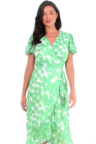 Quiz green floral dress online