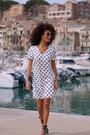 Sosandar White Spot Print Linen Blend Shift Dress - Image 2 of 6