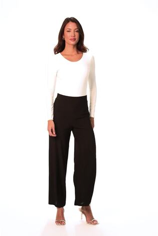 Roman Black Wide Leg Stretch Trousers - Image 2 of 6