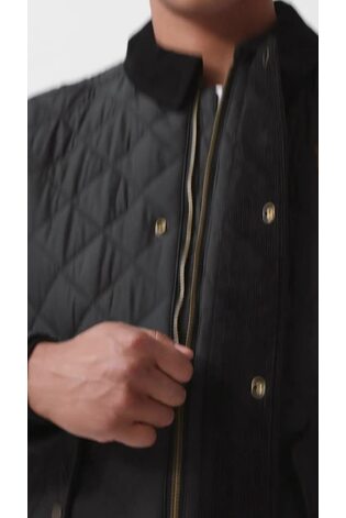 Black Diamond Quilt Corduroy Collared Jacket - Image 2 of 12