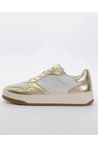 Dune London Gold Edgerton Mix Material Flexible Sneakers - Image 2 of 6