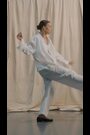 White High Waisted Linen Cotton Trousers - Image 2 of 5