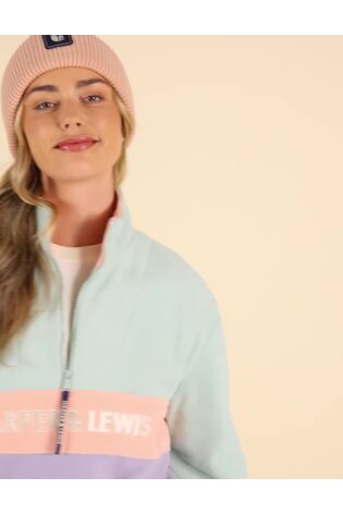 Harper & Lewis Green & Purple Mellow Quarter Zip Fleece - Image 2 of 8