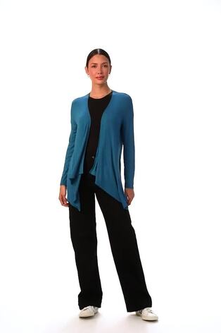 Roman Blue Waterfall Front Jersey Knit Cardigan - Image 2 of 6