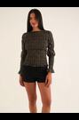 Amy Lynn Green Iris Heritage Check Shirred Cotton Long Sleeve Top - Image 2 of 6