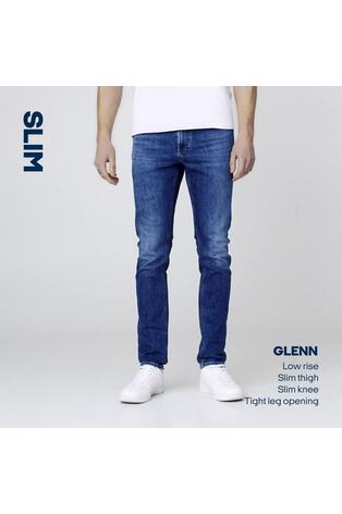 JACK & JONES Grey Wash Glen Slim Jeans