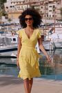 Sosandar Yellow Frill Sleeve Wrap Dress - Image 2 of 6