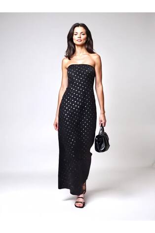 Religion Black Embellished Mila Maxi Column Dress With Sequins - Image 2 of 7