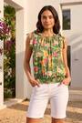 Roman Green Floral Print Bow Detail Top - Image 2 of 5
