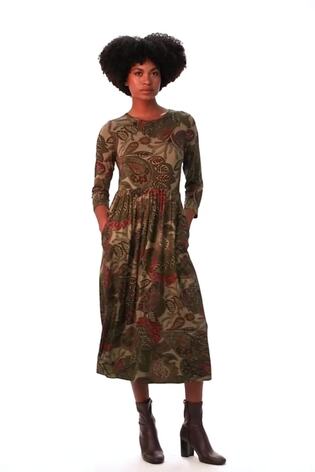 Roman Green Paisley Print Stretch Midi Dress - Image 2 of 6