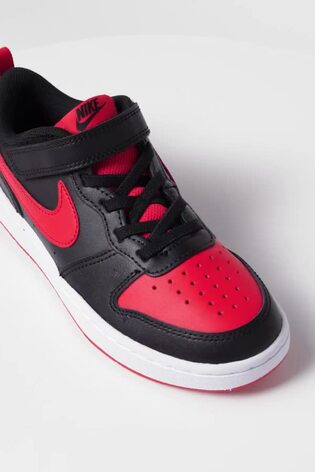 Nike Black/Red Junior Court Borough Low Trainers - Image 2 of 10