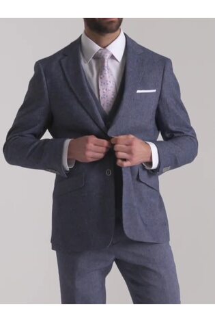 Skopes Blue Jude Tweed Tailored Fit Suit Jacket - Image 2 of 6