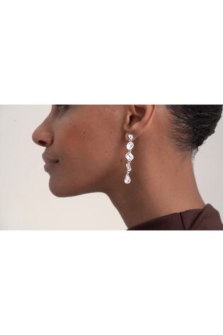 Cristal transparente tono plateado - Ted Baker Julianna: Pendientes largos de cadena con pedrería - Imagen 2 de 7
