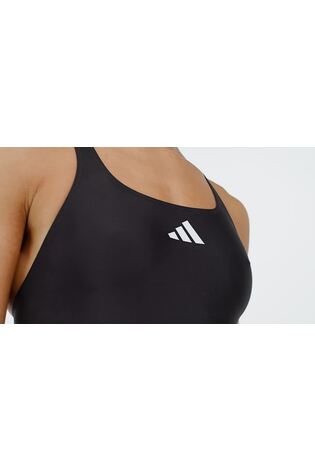 adidas Black Side 3 Stripe Swimsuit - Image 2 of 4