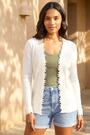 Roman White Lace Trim Knit Cardigan - Image 2 of 6
