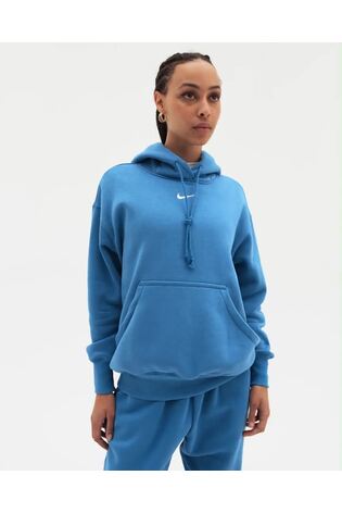 Nike dark blue mini swoosh oversized hoodi deals